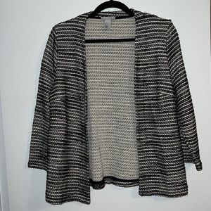 H&M black tweed open 3/4 sleeve cardigan